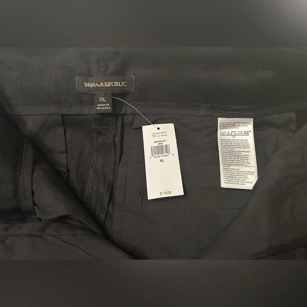 Banana Republic Wide-Leg Linen-Cotton Pant Size 8L Black NWT